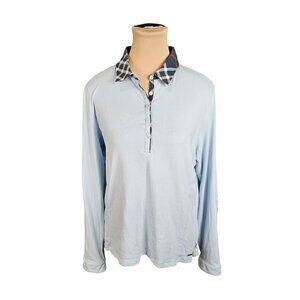 Saint James Light Blue Long Sleeve Collared Blouse Sz 12